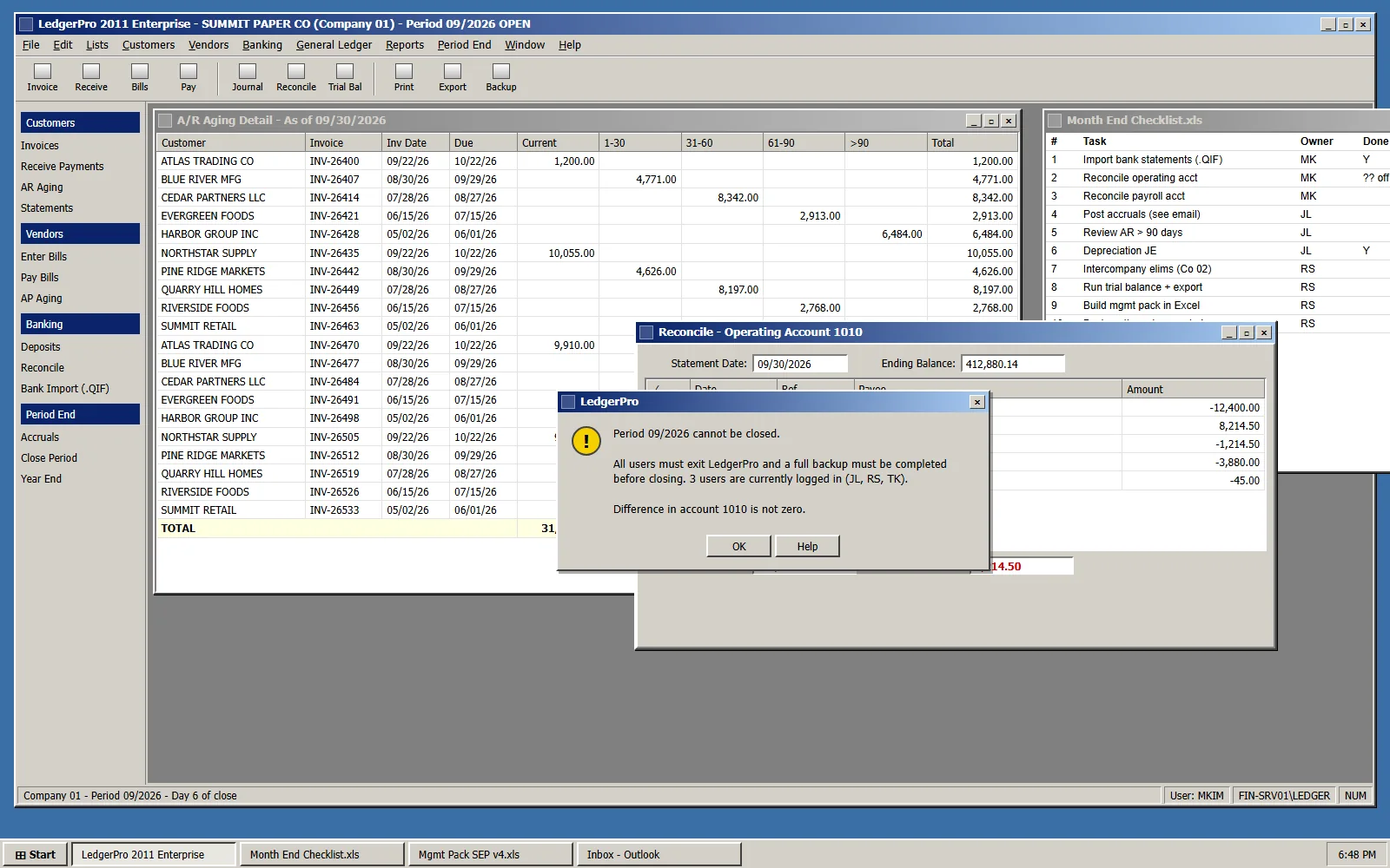 Before: LedgerPro 2011 · Windows desktop — fictional accounting & erp concept